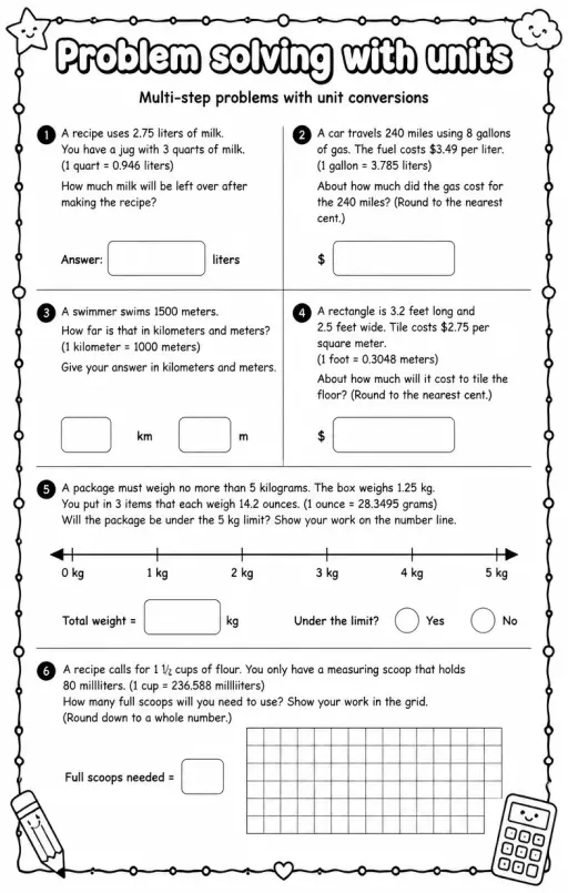 Multi-step problems with unit conversions