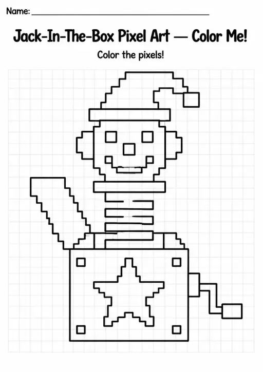 Jack-In-The-Box Pixel Art Coloring Page