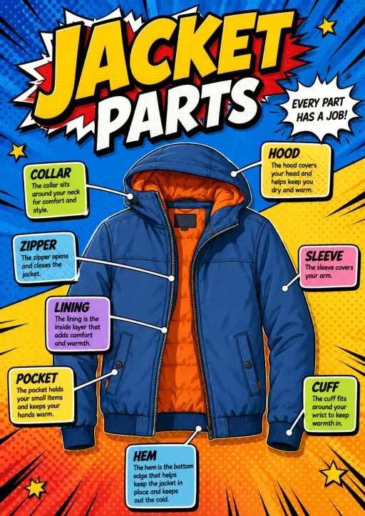 Jacket parts Clothing Items Infographic