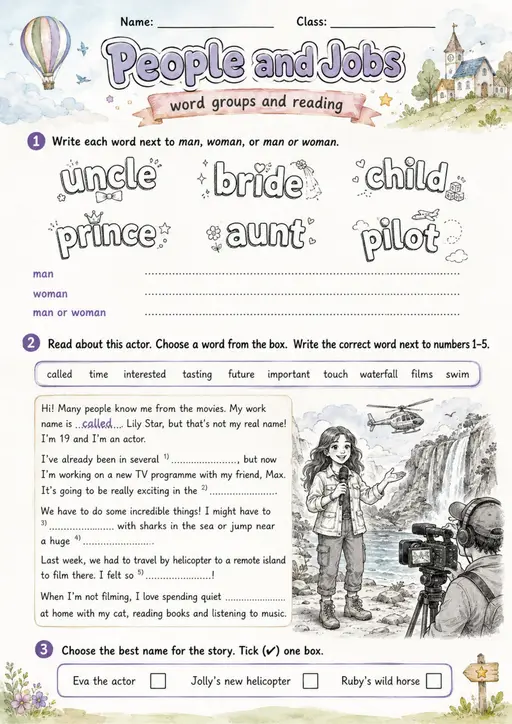 Cambridge Flyers - People and Jobs | Free Worksheet