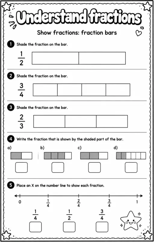 Show fractions: fraction bars