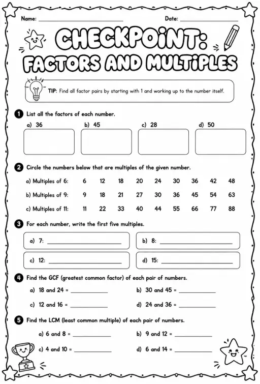 Checkpoint: Factors and multiples