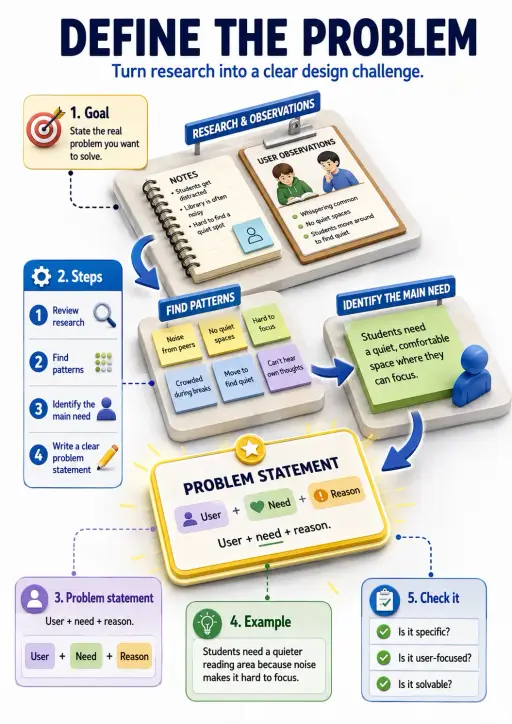 Define the Problem Design Thinking Infographic