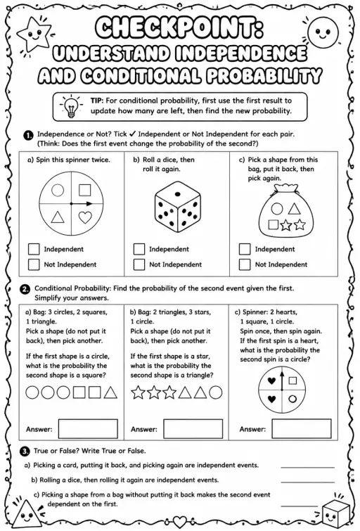 Checkpoint: Understand independence and conditional probability
