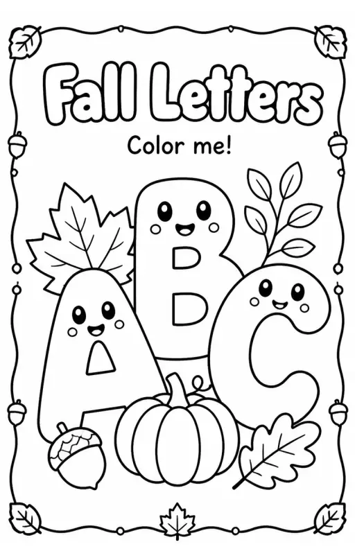 Fall Letters Coloring Page