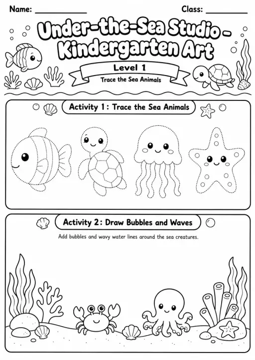 Under the Sea Studio Art Worksheet Pack