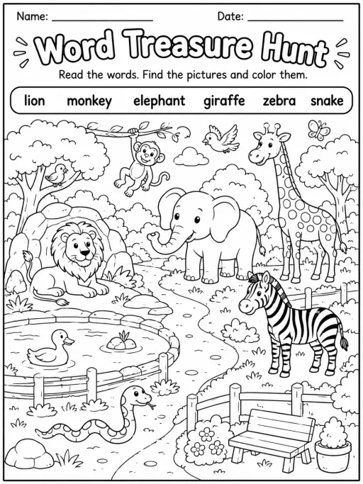 Word Treasure Hunt Worksheet Pack - Set 2