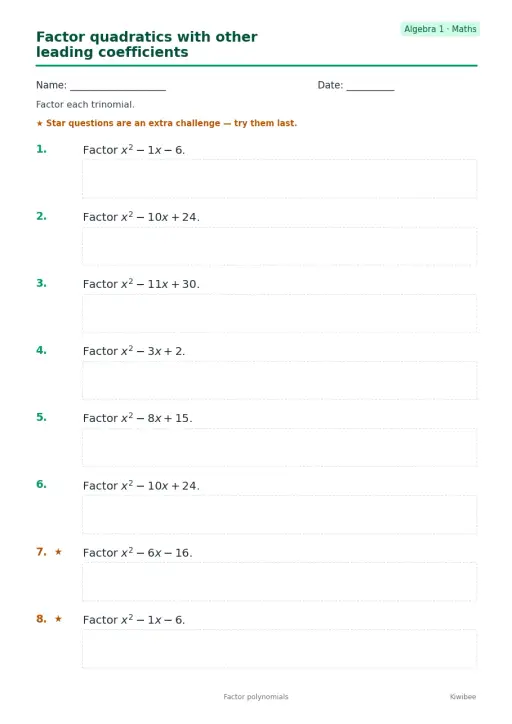 Factor quadratics with other leading coefficients