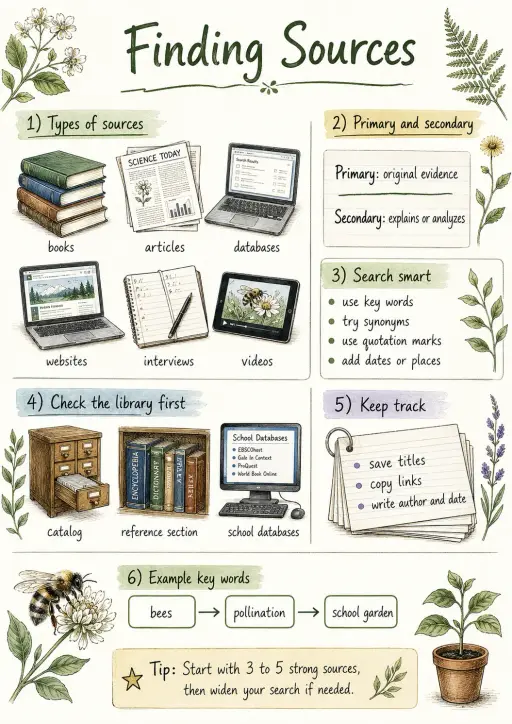 Finding Sources Research Infographic