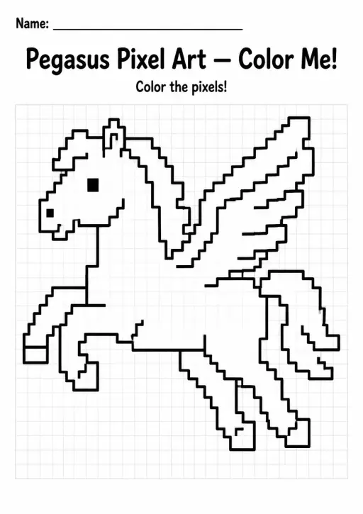 Pegasus Pixel Art Coloring Page