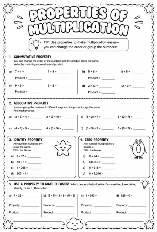 Properties of multiplication