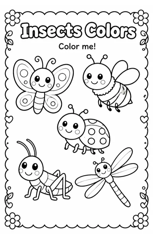 Insects Colors Coloring Page