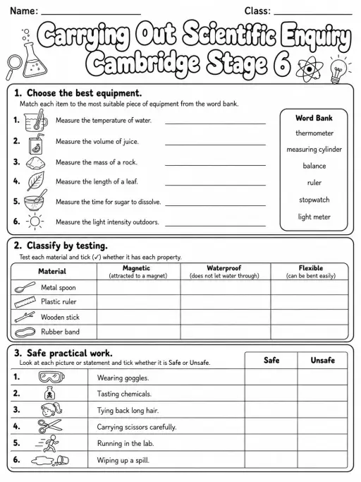 Carrying Out Scientific Enquiry Cambridge Stage 6