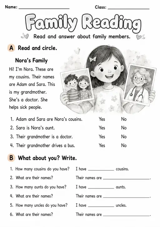 Family Reading | Grade 2 Reading Worksheet