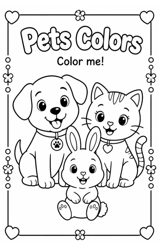 Pets Colors Coloring Page