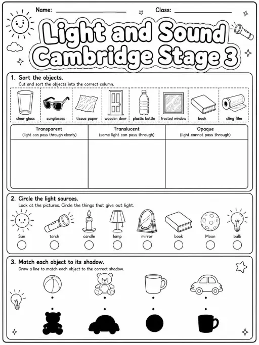 Light and Sound Cambridge Stage 3