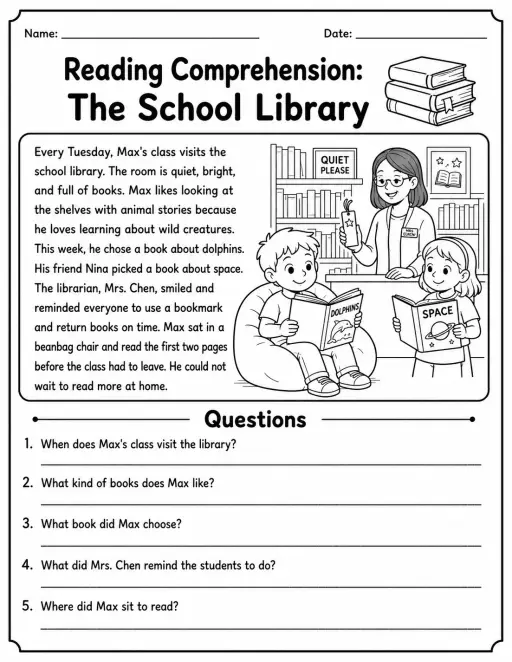 Reading Comprehension: The School Library