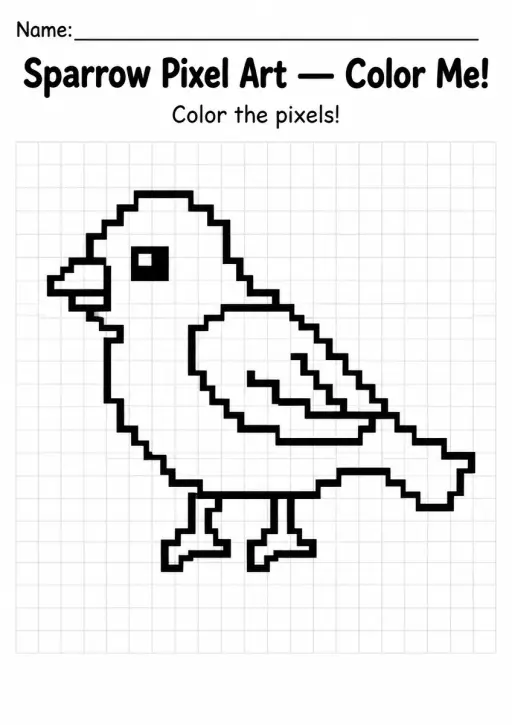 Sparrow Pixel Art Coloring Page