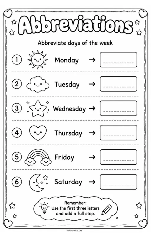 Abbreviate days of the week