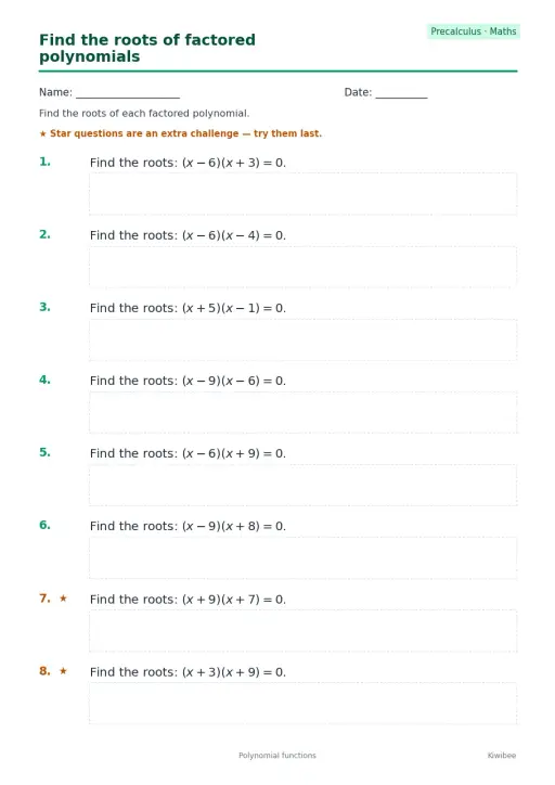 Find the roots of factored polynomials