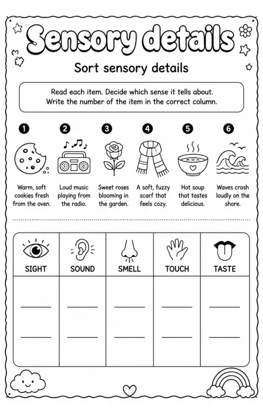 Sort sensory details