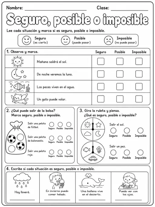 4.º grado - repaso mixto: probabilidad y datos, tablas y gráficas - Paquete de fichas