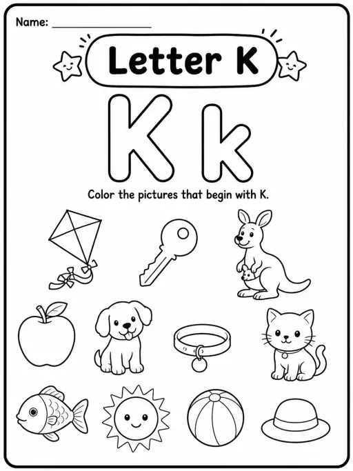 Kindergarten Beginning Sounds Coloring Worksheet Pack