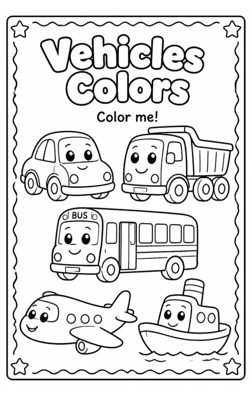 Vehicles Colors Coloring Page