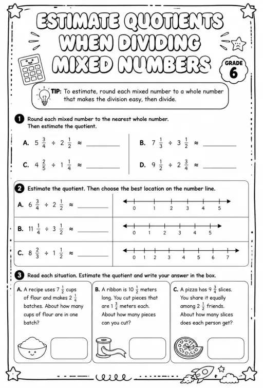 Estimate quotients when dividing mixed numbers