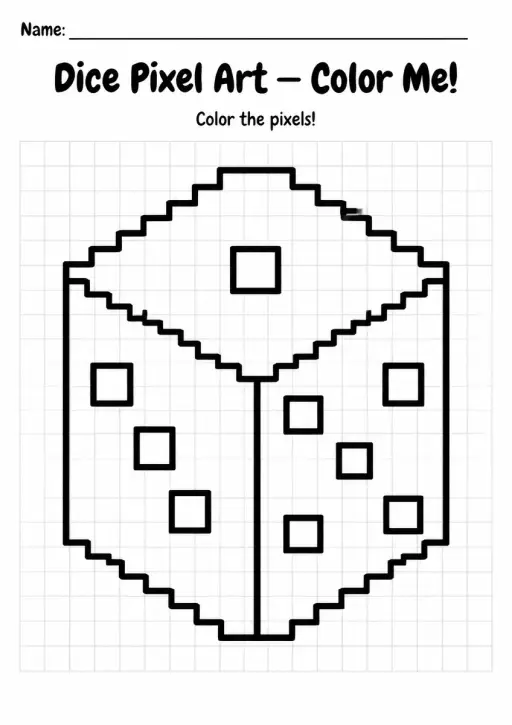Dice Pixel Art Coloring Page