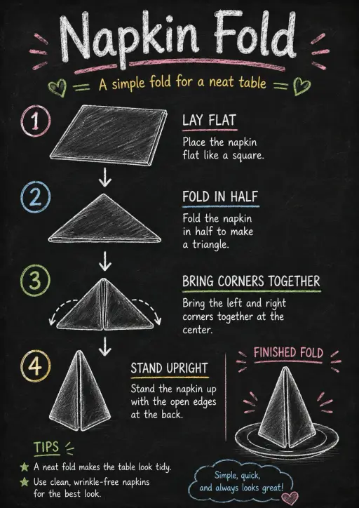 Napkin fold Restaurant Dining Infographic