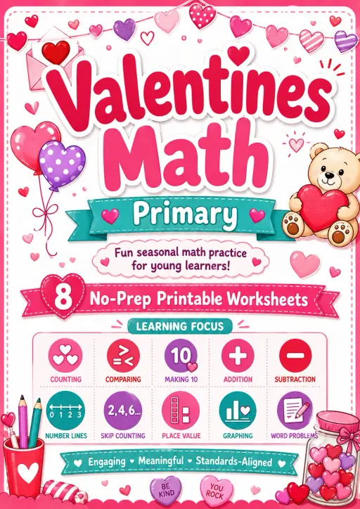 Valentines Math Worksheet Pack