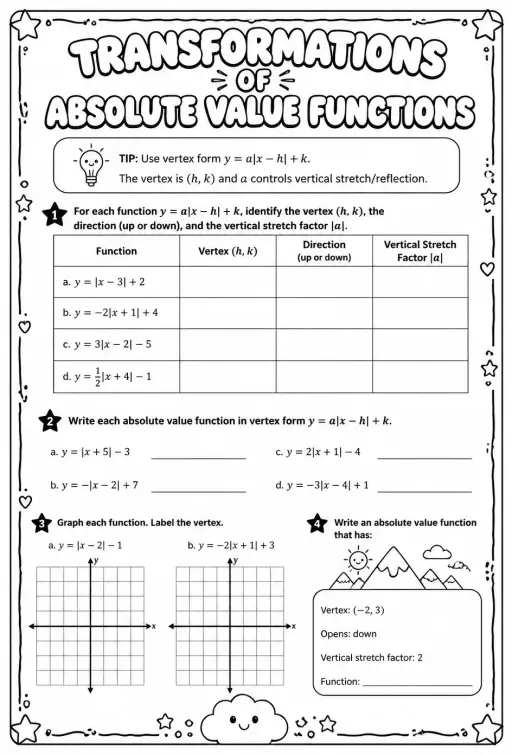Transformations of absolute value functions