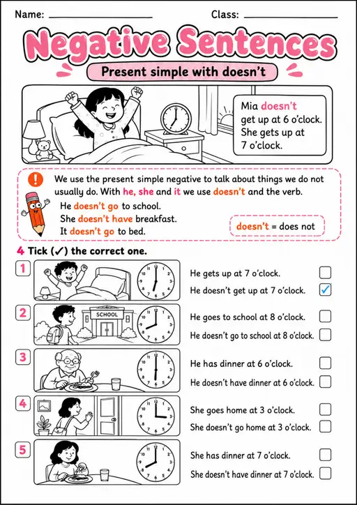 Present Simple Negatives Pack - 2 Worksheets | Grades 2-3