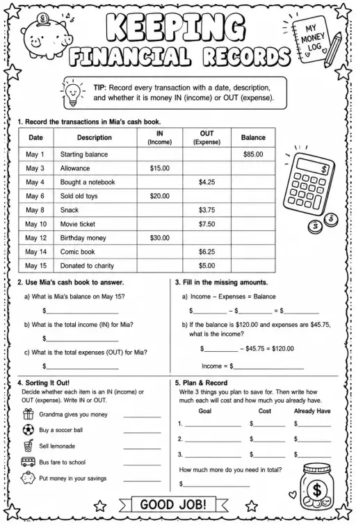 Keeping financial records