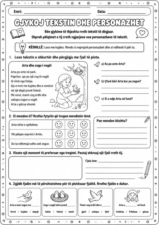 Gjykoj tekstin dhe personazhet