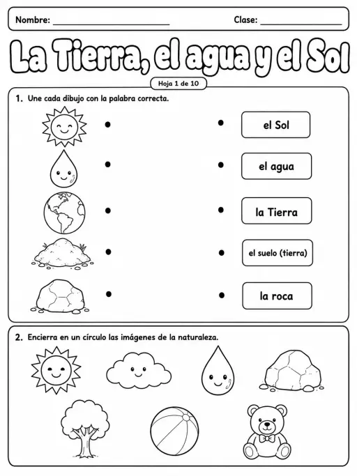 3.º grado - agua - Paquete de fichas - Conjunto 2