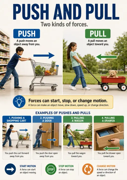 Push and Pull Forces Infographic