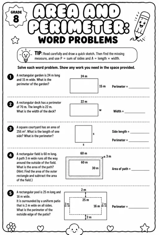 Area and perimeter: word problems
