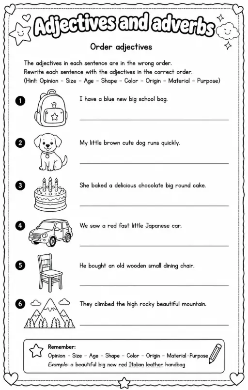 Order adjectives