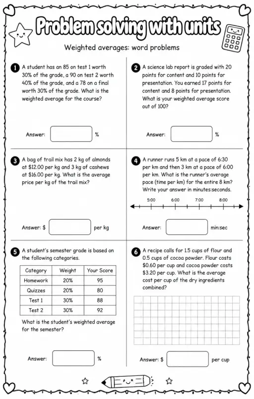 Weighted averages: word problems