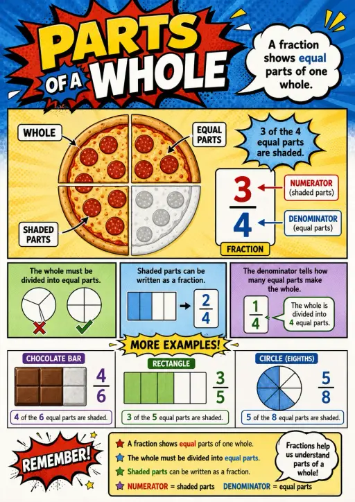 Parts of a Whole Fractions Infographic