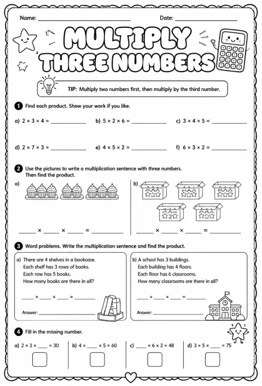 Multiply three numbers