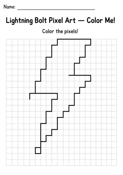 Lightning Bolt Pixel Art Coloring Page
