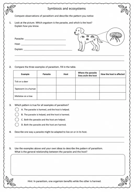 Compare observations of parasitism and describe the pattern you notice