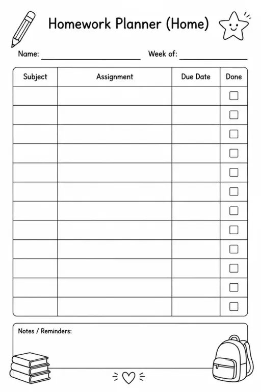 Homework Planner (Home)