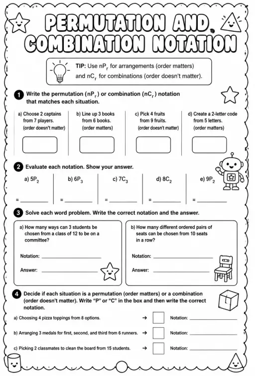 Permutation and combination notation