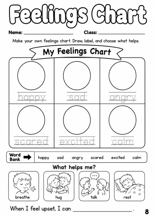 Feelings Chart Worksheet Pack