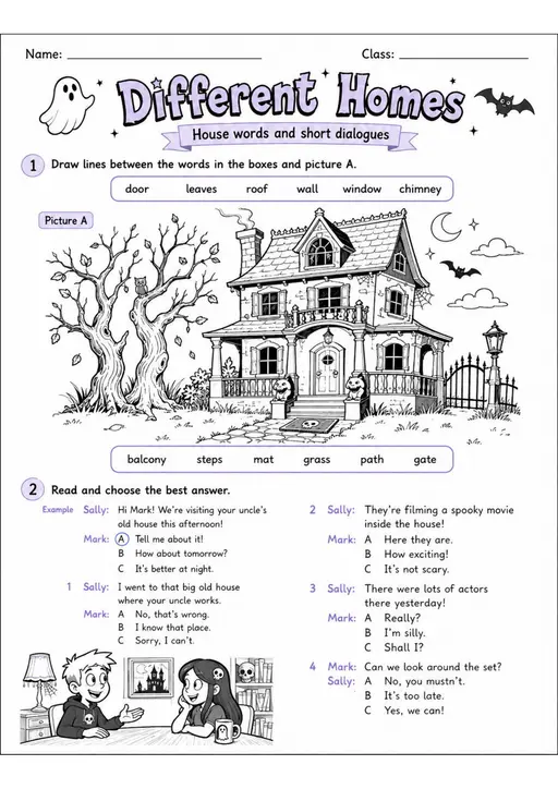 Cambridge MOVERS - Different Homes | Free Worksheet