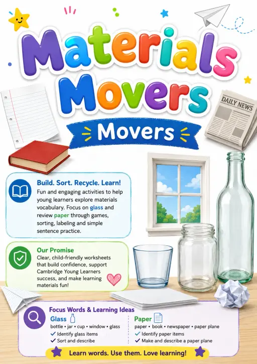 Materials Movers Vocabulary Worksheet Pack